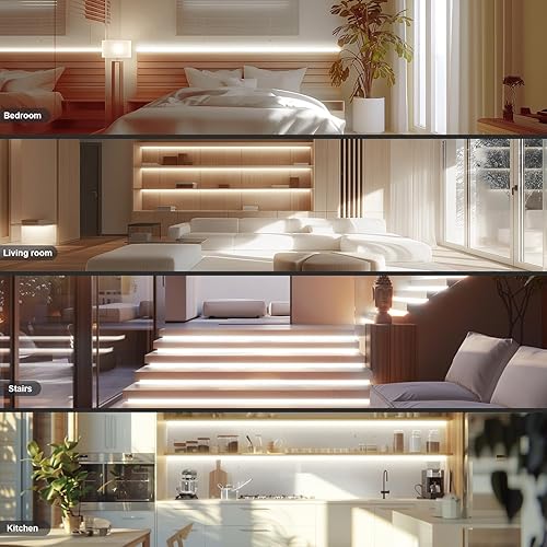 Miniatura 7 de COB - Tira de luz LED de 40 pies39.4 ft (1 rollo), blanco frío, 6500 K, alto lumen, CRI 90+ con adaptador de corriente con certificación UL, control