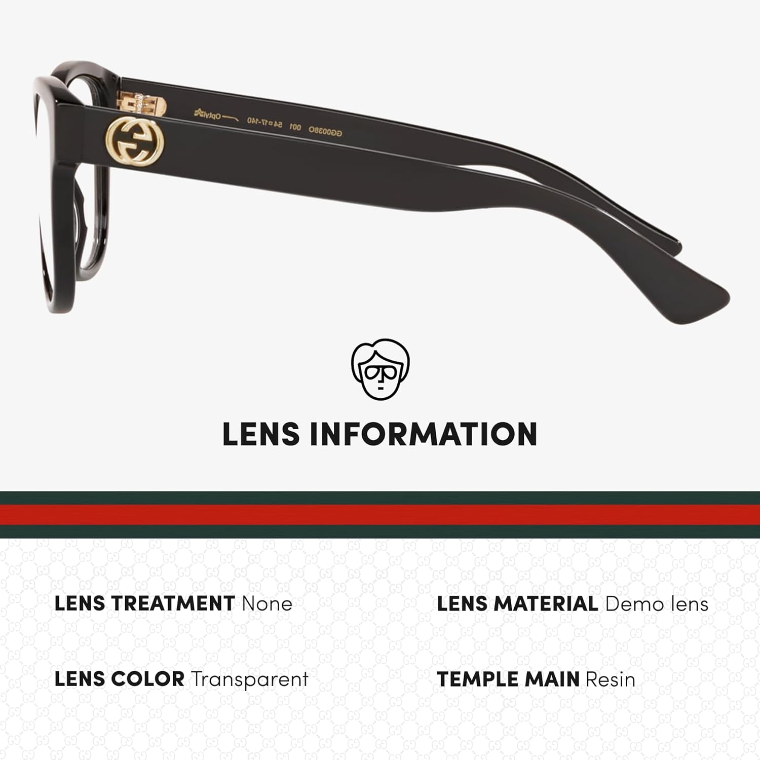 Gucci GG0038ON Designer Fashion Eyeglasses: Classic Square Shape Eyeglasses Frame Eyewear with Luxury eSHADES Kit - Embrace Sophistication and Elegance - Image 4