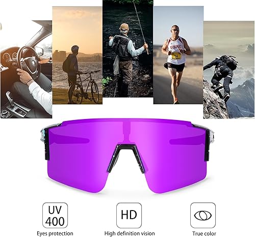 Vista 57 de OULAIQI Cycling Sunglasses Polarized Sunglasses for Cycling Men Women with 1 Lens or 3 Interchangeable Lens Baseball Glasses
