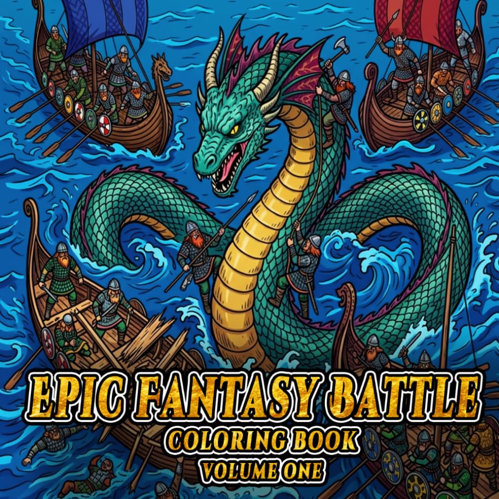 Epic Fantasy Battle Coloring Book — Volume 1: 40 Epic Battle Scenes Featuring Knights, Dragons, Wizards and Mythical Creatures