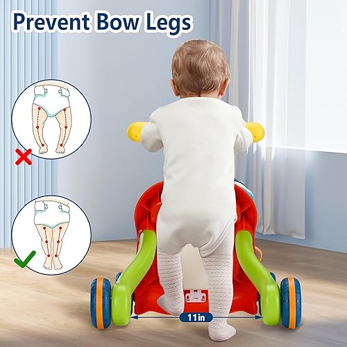 Miniatura 6 de HAWEEK Andador de empuje para bebé, 3 en 1, caminante de aprendizaje sentado a pie con ruedas, centro de actividades educativas múltiples, juguete