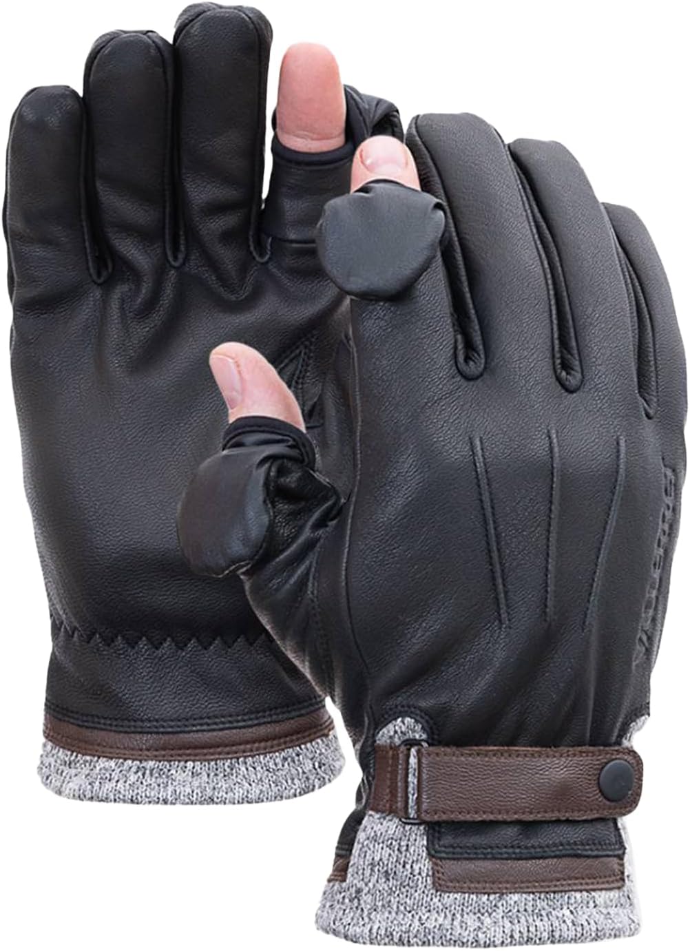 Vallerret Djuke Photography Glove, Black, FlipTech Finger Caps with Magnets, Goat Leather, 100% Merino Wool Lining
