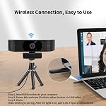 1080P Wireless Webcam for PC, Webcam with Noise Cancelling Microphone, 92° Viewing Angle, 360° Rotation, Plug and Play, Wireless Camera Works with Skype, Zoom for Conference