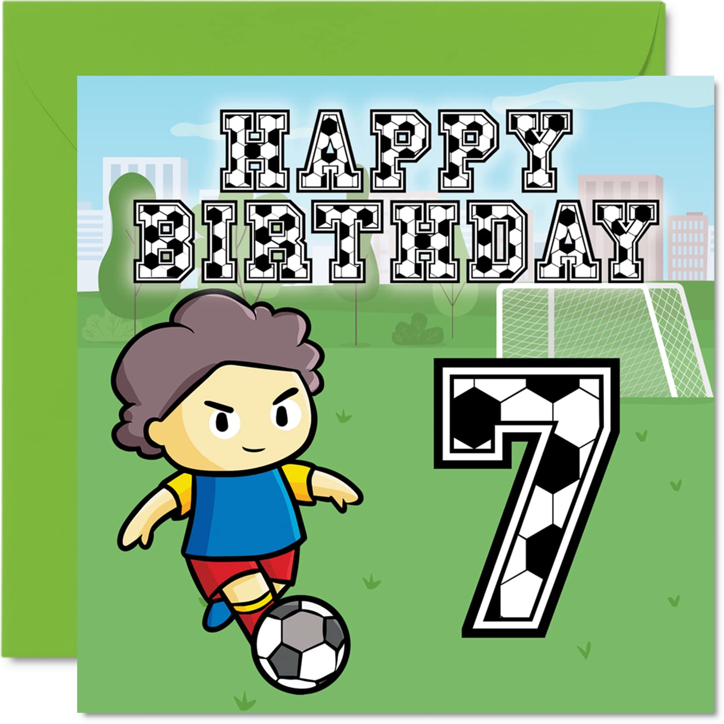 7th Birthday Card Boy, Football Fan