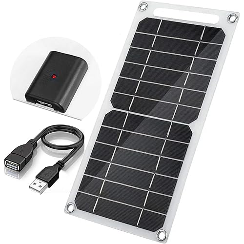 Mini 5V 6W USB Solar Panel, Portable 5 Volt 6 Watt High Efficiency Monocrystalline Solar Panel Charger with 55inch Cable for Cellphone Camera Fan Camping Lantern etc.