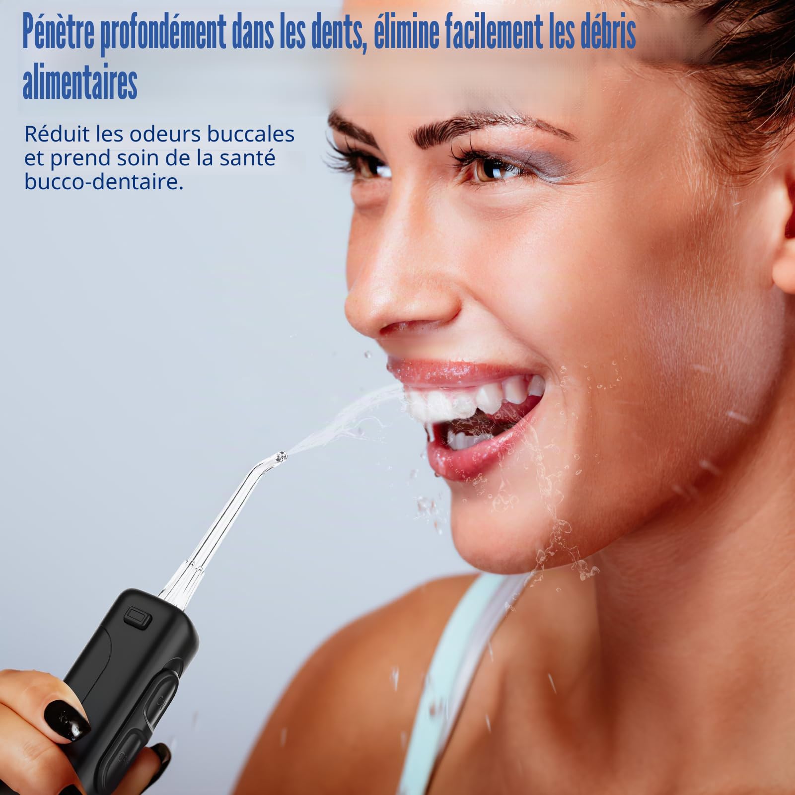Sawgmore Hydropulseur dentaire électrique 10 niveaux de pression capacité de 600 ml irrigateur oral multifonctions 5 embouts pour la maison noir