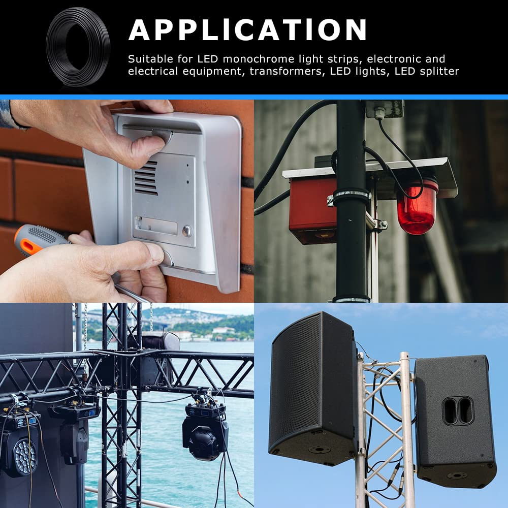 22 Gauge 4 Conductor Wire, 32.8FT Black PVC Stranded Tinned Copper Wire, 22/4 Speaker Wire, Audio Power Cable, Flexible 22AWG 4 Wire Cable for Security, Alarm, Thermostat, Sound, Sprinkler - Image 6