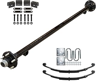 2000 lb Light Duty Single Trailer Axle Kit with Suspension - Leaf Springs, Hanger & U-Bolt Kit (71" Hubface - 58" Spring Center, 5x4.5 Bolt Pattern)