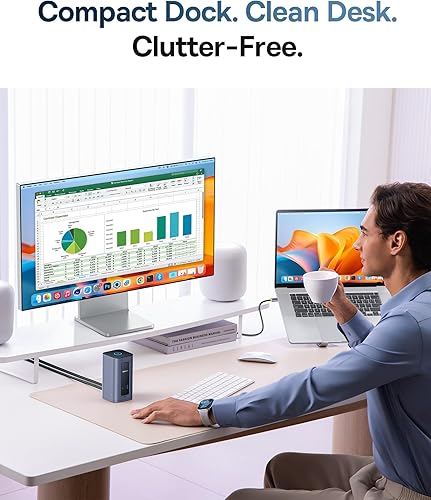 Miniatura 4 de Baseus Estación de acoplamiento de monitor dual para macOSWin, Nomos Mac Air (12 en 1) Estación de base para laptop con HDMI 4K, puertos USB de 10