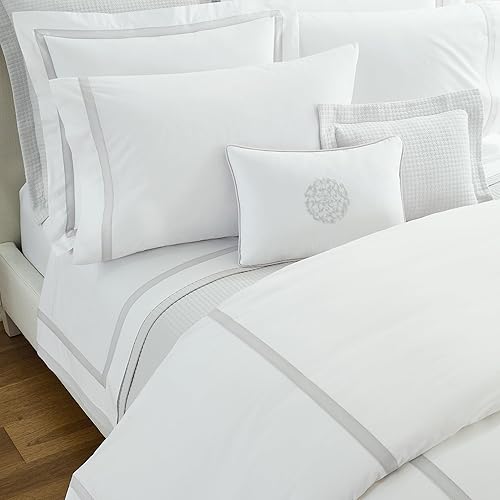 Miniatura 5 de Sferra Estate Collection - Juego de sábanas de 4 sábanas de 4 piezas, 100 % percal de algodón de fibra larga de 200 hilos con apliques satinado,