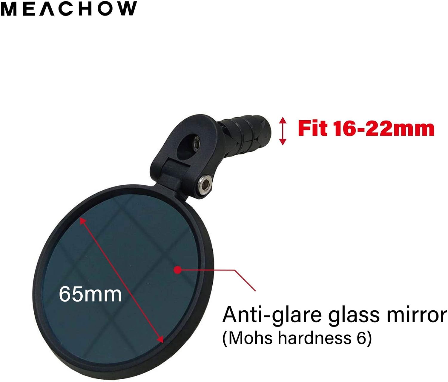 Bar End Bike Mirror [Upgraded Version] Scratch Resistant Glass Lens,HD,Safe Rearview Mirror,ME-001