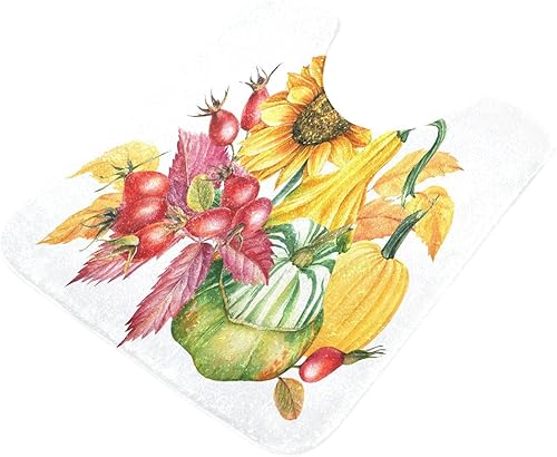 Miniatura 9 de Bathroom Rugs Sets 2 Piece 24x16+24x20 Inch,Soft U-Shaped Contour Toilet Rug Pumpkin Sunflowers Non-Slip Absorbent Bath Floor Mat Carpet Set Water