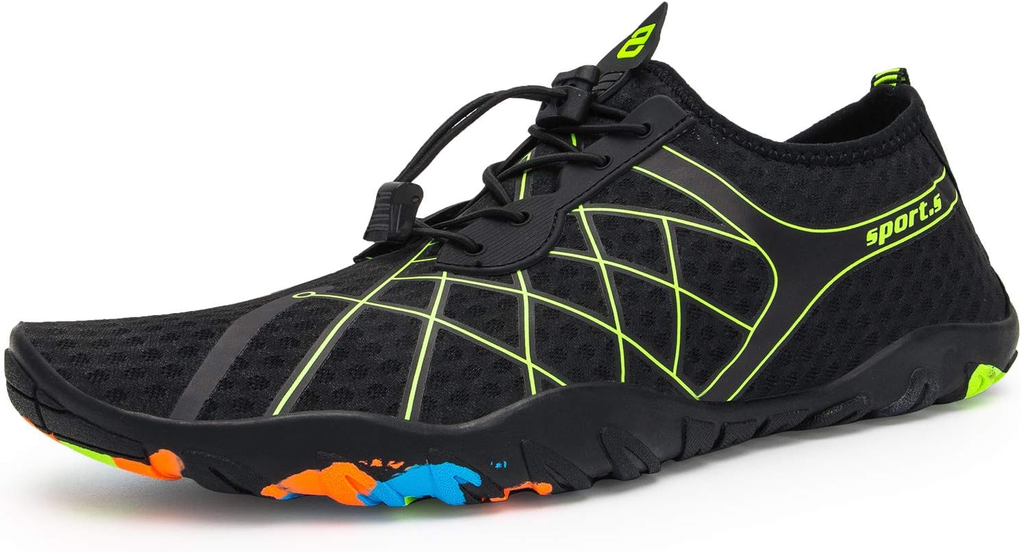 Madaleno Water Shoes Mens Womens weight Quick Dry Sports Shoes Beach Swim Surfing Diving Boating Driving Yoga Garden Walking, Black Green, 3 UK