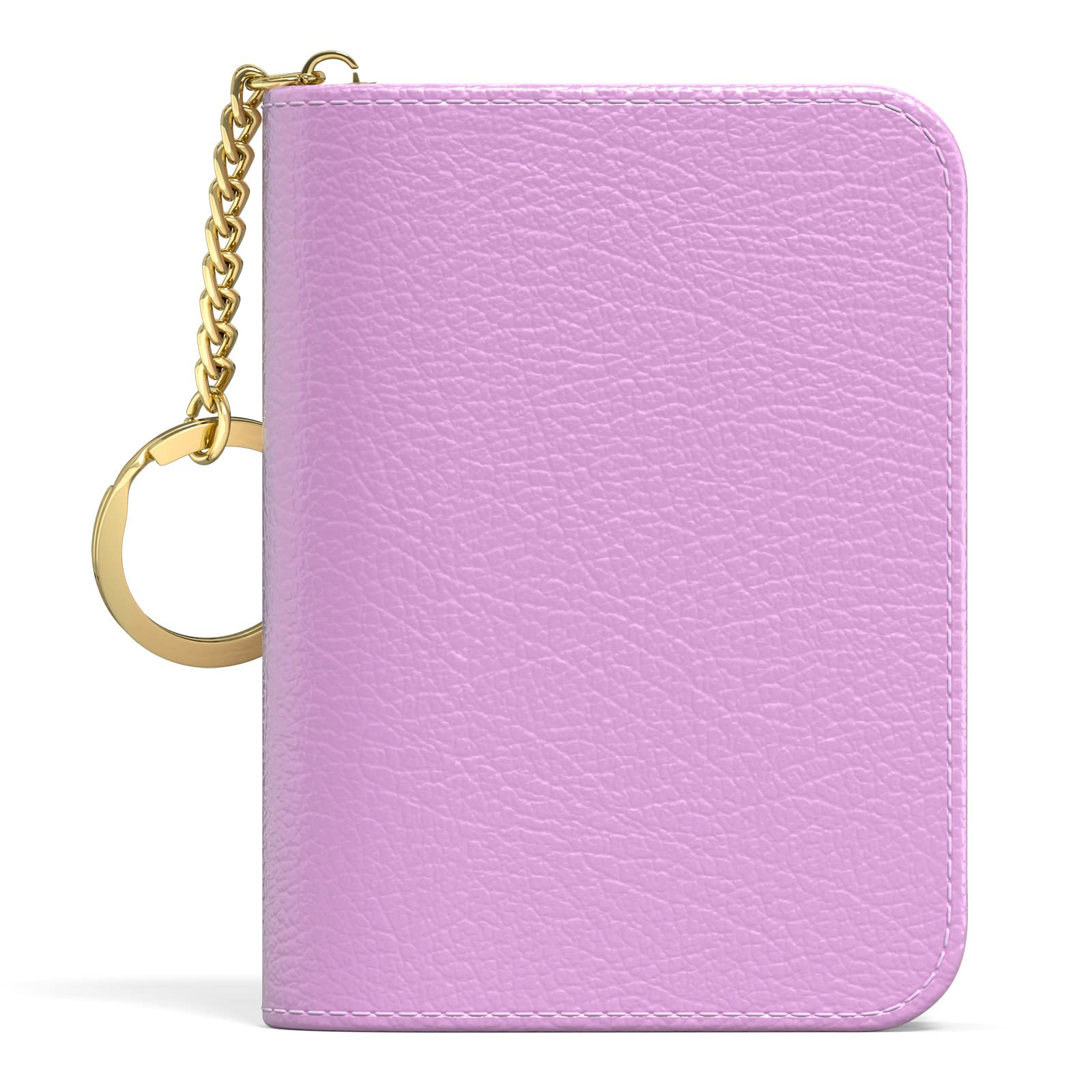 Aiawoxc Credit Card Holder for Women, Small RFID Card Wallet Slim Leather Business Card Organizer Case with Zipper &amp; Keychain(Purple)