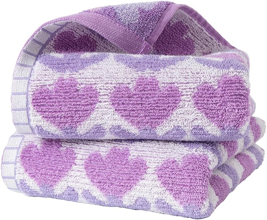 YiLUOMO Purple Tulips Pattern Hand Towel Set of 2 Highly Absorbent Quick Dry 100% Cotton Decorative Hand Towels for Bathroom Hotels Spa 13" X 29" - Image 4