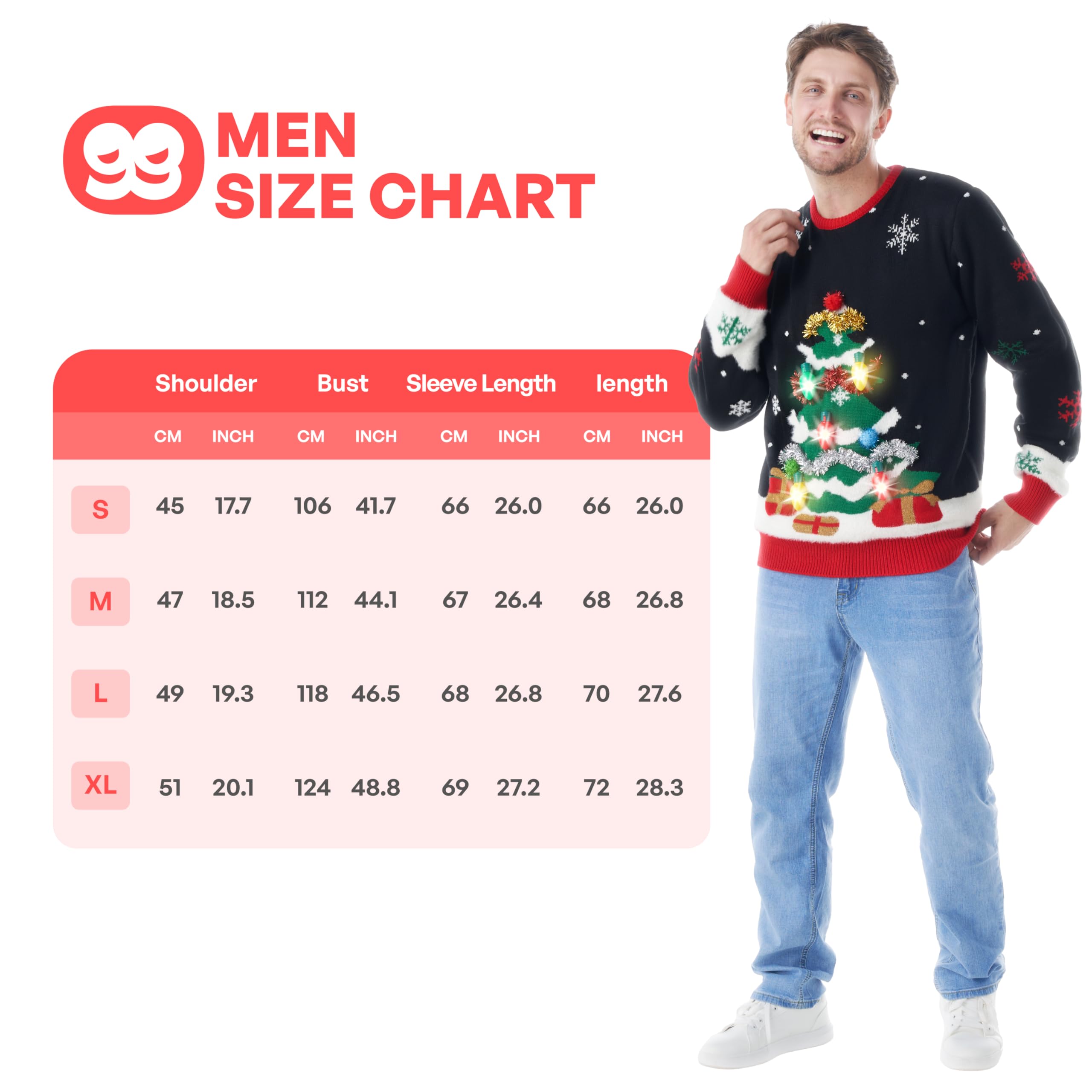 Giggling Getup - Maglione di Natale brutto abbinato per la famiglia, maglione di Natale con luce per donne, uomini, ragazzi e ragazze