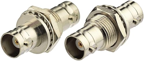 Bingfu Adaptador de conector coaxial BNC hembra a BNC hembra de 50 ohmios, paquete de 2 unidades para sistema de micrófono inalámbrico, receptor CB,