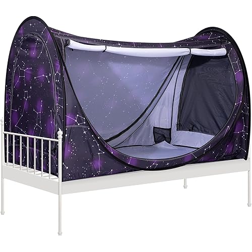 VIVOHOME Pop-Up Bed Tent Twin Size, Privacy Bed Canopy with 4 Doors and Mosquito Mesh, Breathable Sleeping Tent for Kids and Adults