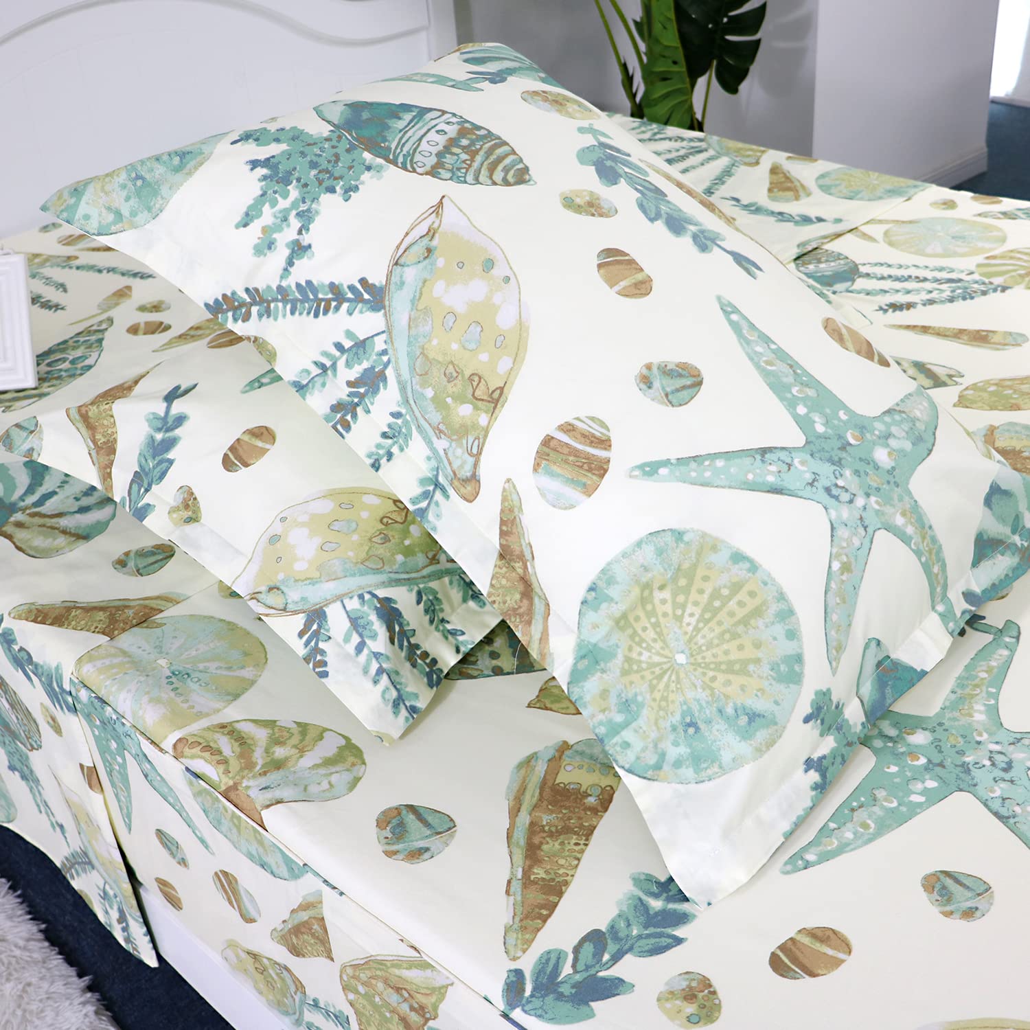 FADFAY Sheet Set Twin XL Beach Themed Bedding Sets 100