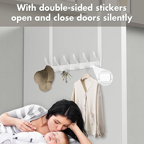 Miniatura 2 de TEELLA Ganchos para colgar sobre la puerta, 12 ganchos para colgar sobre la puerta, 15.5 pulgadas de largo x 11 pulgadas de alto, perchero para