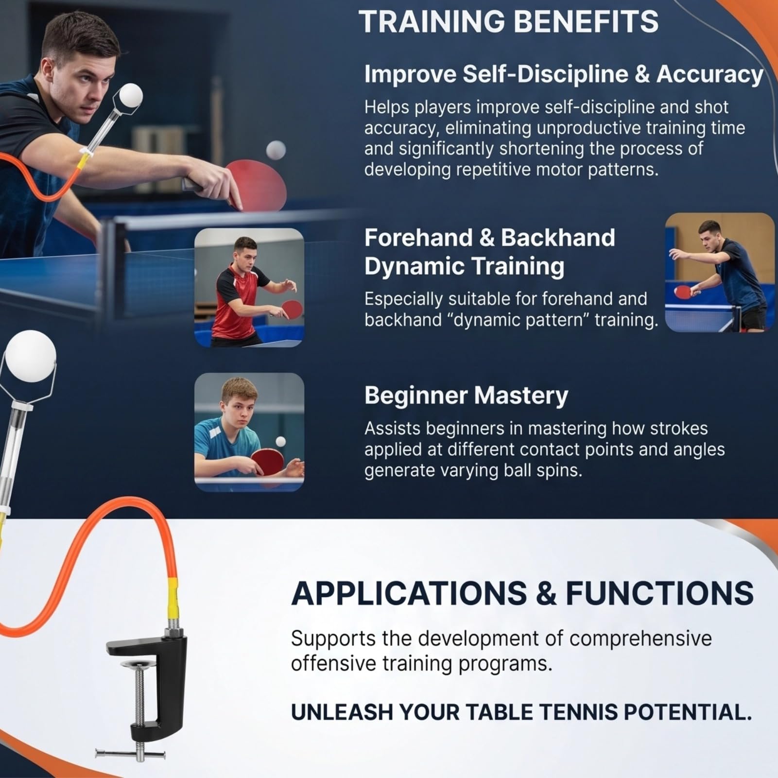 Robot de Tenis de Mesa Profesional Entrenador de Ping Pong con Clip de Bola