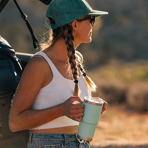 Miniatura 2 de YETI Rambler - Vaso de viaje con asa y tapa con popote, 25 onzas, taza aislada al vacío con asa, acero inoxidable, naranja cangrejo rey