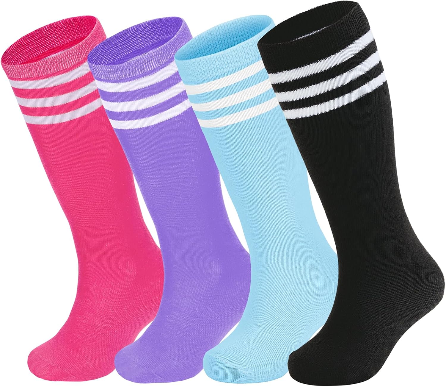 American Trends 4 Pairs Toddler Soccer Socks Kids Youth Baseball Football Softball Girls Boys Knee High Socks