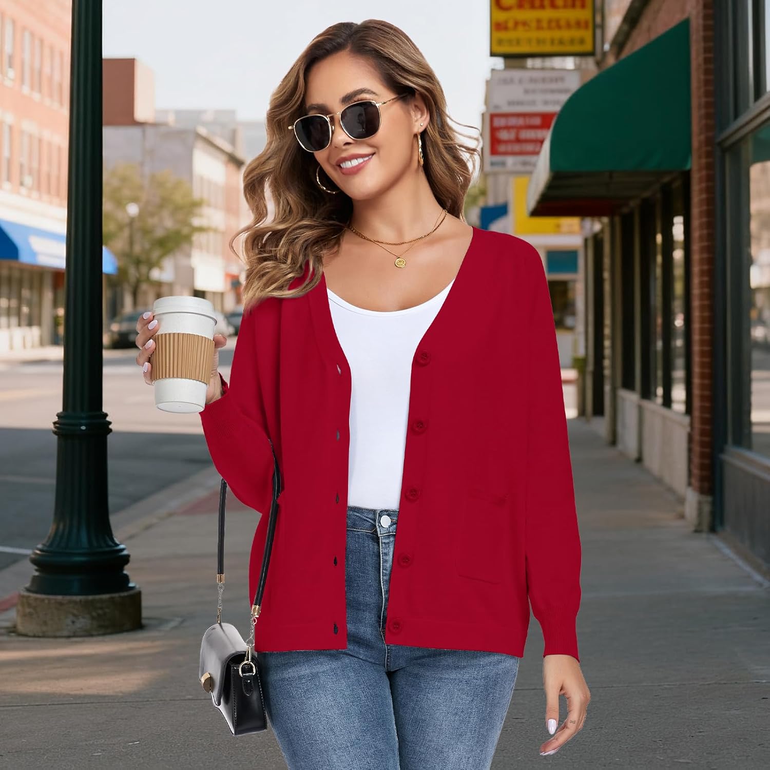 TownCat Womens Cardigans Sweater with Pocket Button Down, 2026 Spring Fall Knit Oversized Cardigan Sweaters Long Sleeve - Image 5