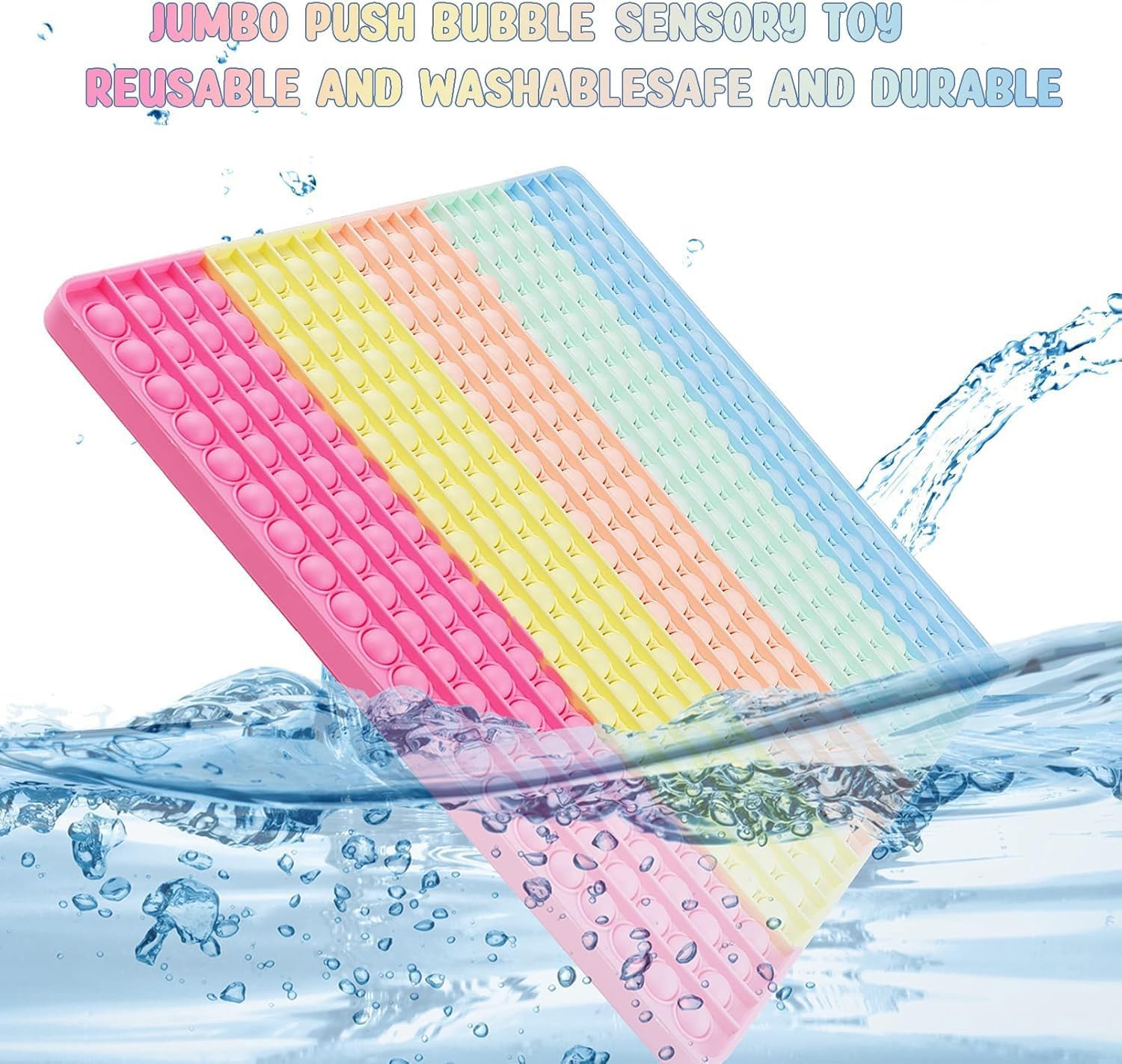 400 Bubbles Giant Fidget Toys for Kids Teens Adults, Big Jumbo 16 inch Macaron Square Sensory Toy for Kids 3-5 4-8 5-7 Boys Girls Birthday Gifts Party Favors Classroom Prizes - Image 4