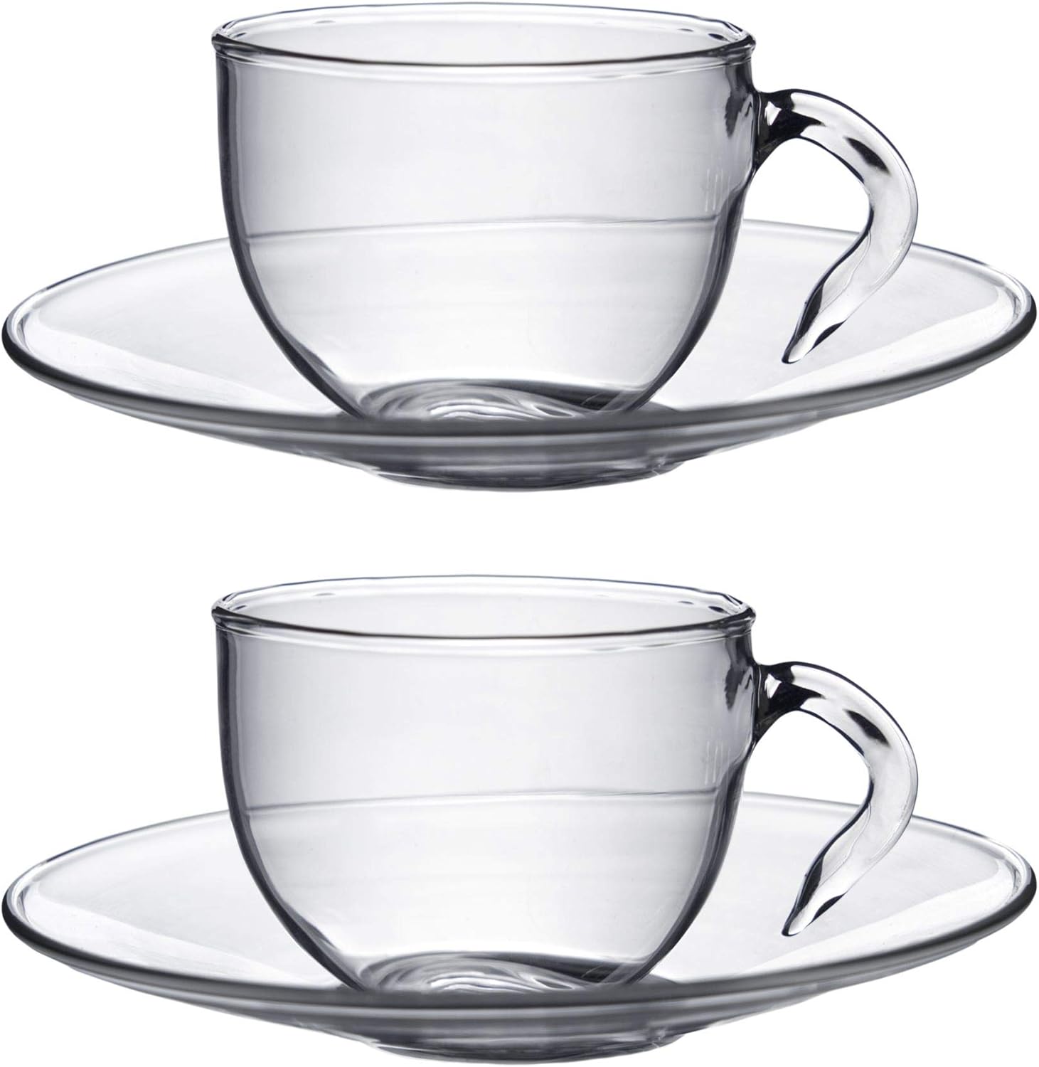 Argon Tableware Clear Glass Espresso Cup & Saucer 60ml (2.1oz) Pack of 2 Home