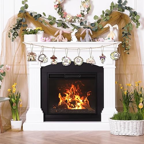 Miniatura 6 de 24 piezas de ornamento colgante de madera para el día de Pascua, letrero de madera con texto en inglés "He is resucitado", adornos colgantes de