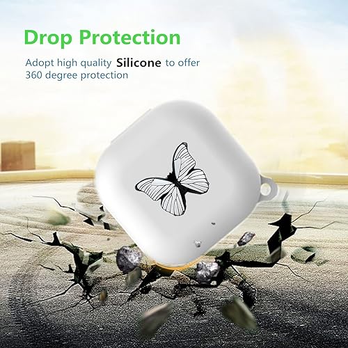 Miniatura 2 de Funda de silicona para Samsung Galaxy Buds2 Pro (2022)  Buds 2 (2021)  Galaxy Buds Pro (2021)  Galaxy Buds Live Case con llavero de mariposa,