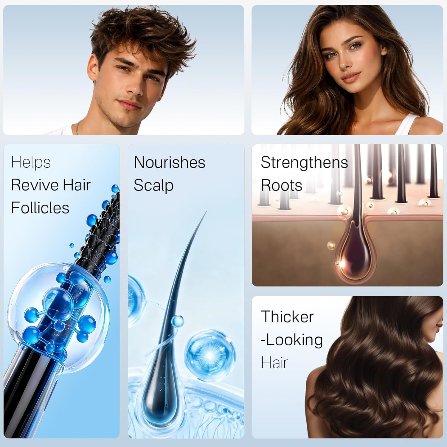 Hair Growth Serum Roll On with Rosemary,Non-Greasy Scalp Serum for Thinning Hair, Helps Reduce Hair Fall & Supports Thicker, Fuller-Looking Hair, Saw Palmetto, 0.84 Fl Oz，Pack of 1 - Image 2