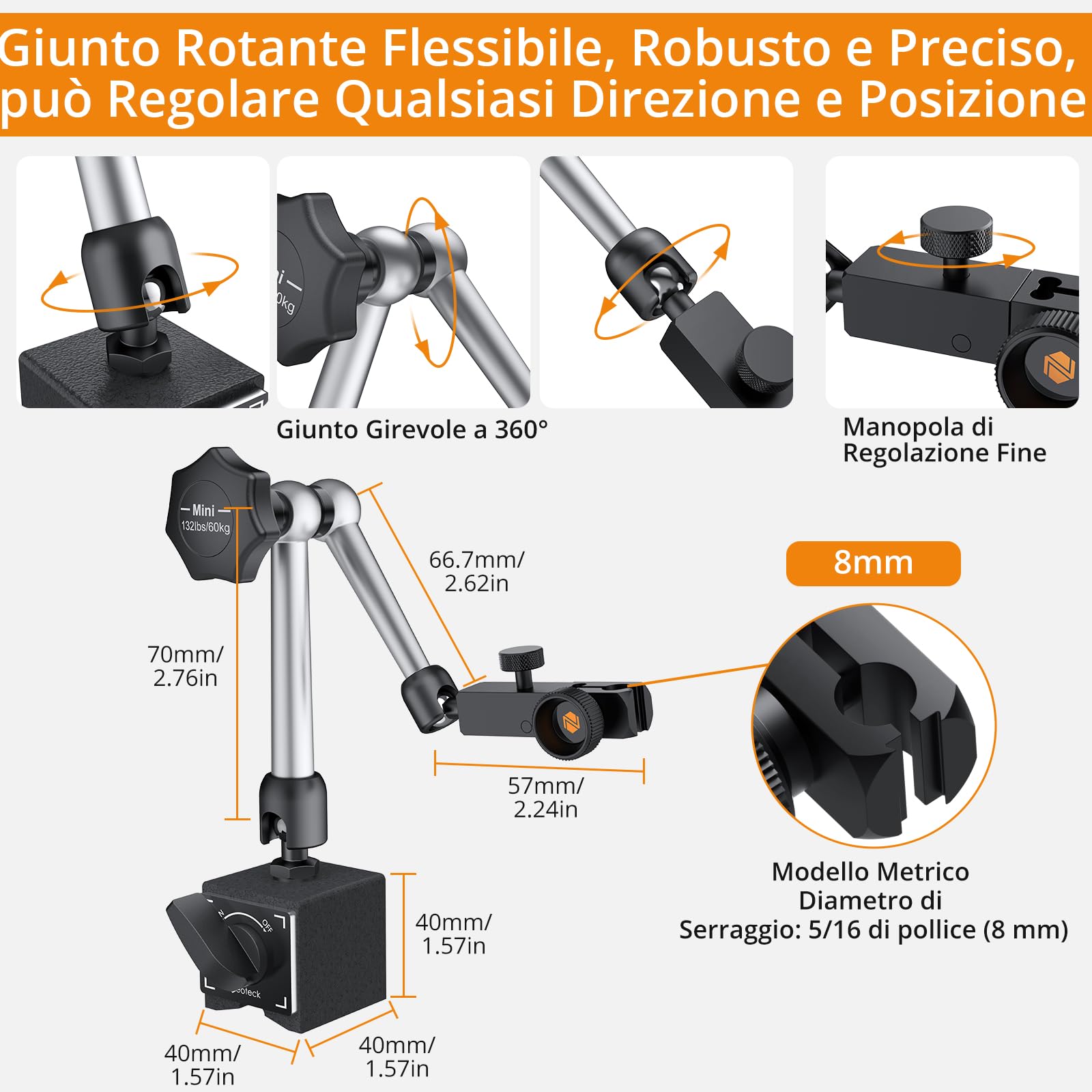 Supporto Per Base Magnetica Flessibile Shahe Universale Per - Foto 6