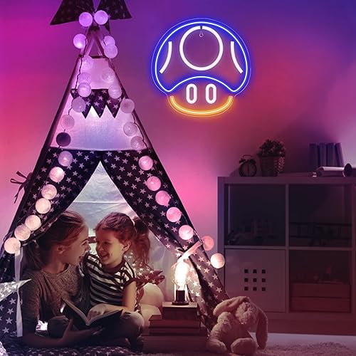 Miniatura 6 de Letrero de neón para videojuegos, letrero de neón de hongos para decoración de sala de juegos, cueva de hombre, habitación de los niños, decoración
