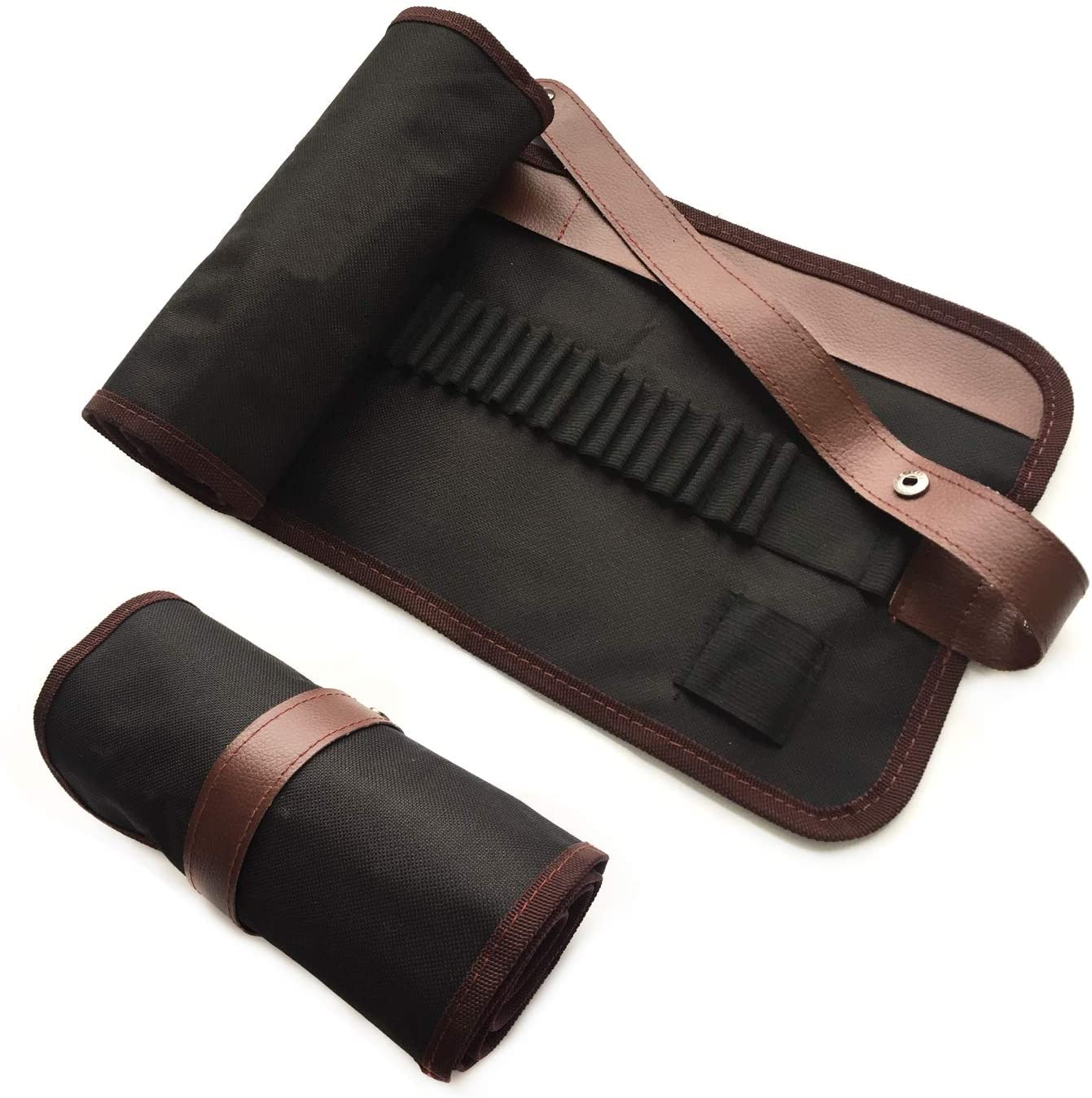 Canvas Pencil Wrap Case, DOITEM 48 Holes Colored Pencil Roll Holder Storage Pouch for Artist, School, Office, 48 Holes Black and Brown, Canvas Pencil Wrap Case-picture-22