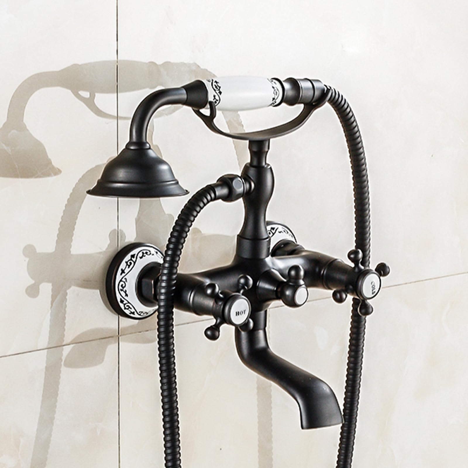 Colonne de douche système de douche complet noir avec douchette