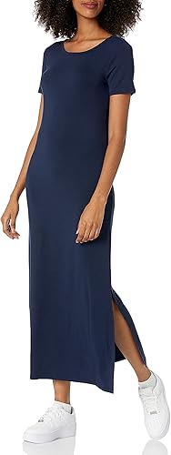 Daily Ritual Women's Jersey Standard-Fit Short-Sleeve Crewneck Side Slit Maxi Dress