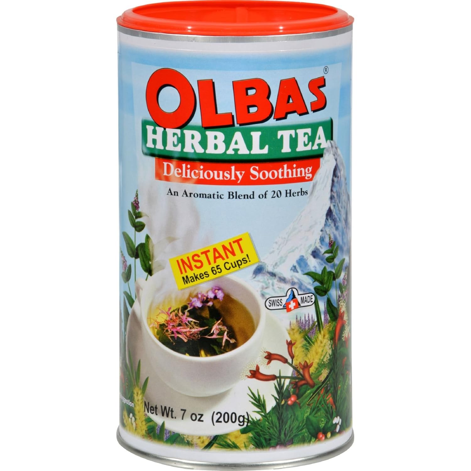 Olbas Herbal Tea 7 Ounce, Swiss Herbal Blend with 20 Soothing Herbs & Essential Oils, Sore Throat and Stress Relief Tea, Warming Comfort, Calms Stomach, Power to Breathe