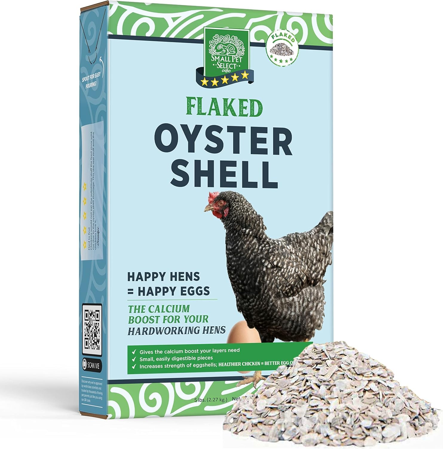 Small Pet Select Flaked Oyster and Seashell Mix - Calcium Supplement for Chickens & Ducks 4.54kg (10lb)