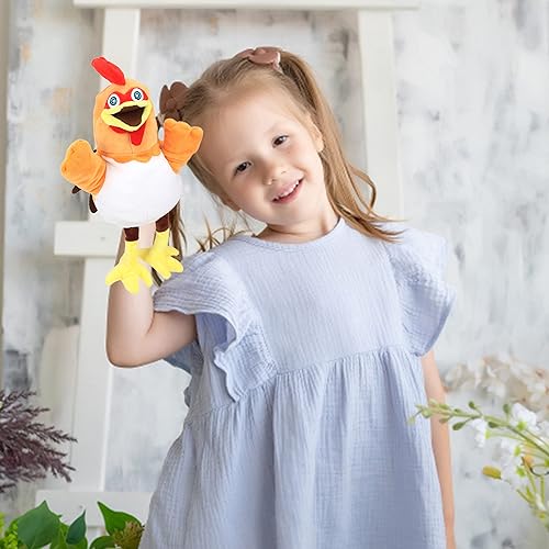 Miniatura 3 de Easfan Juguete de peluche de marioneta de mano de pollo con boca movible para juegos de rol, cuentos preescolar, enseñanza, regalos de cumpleaños