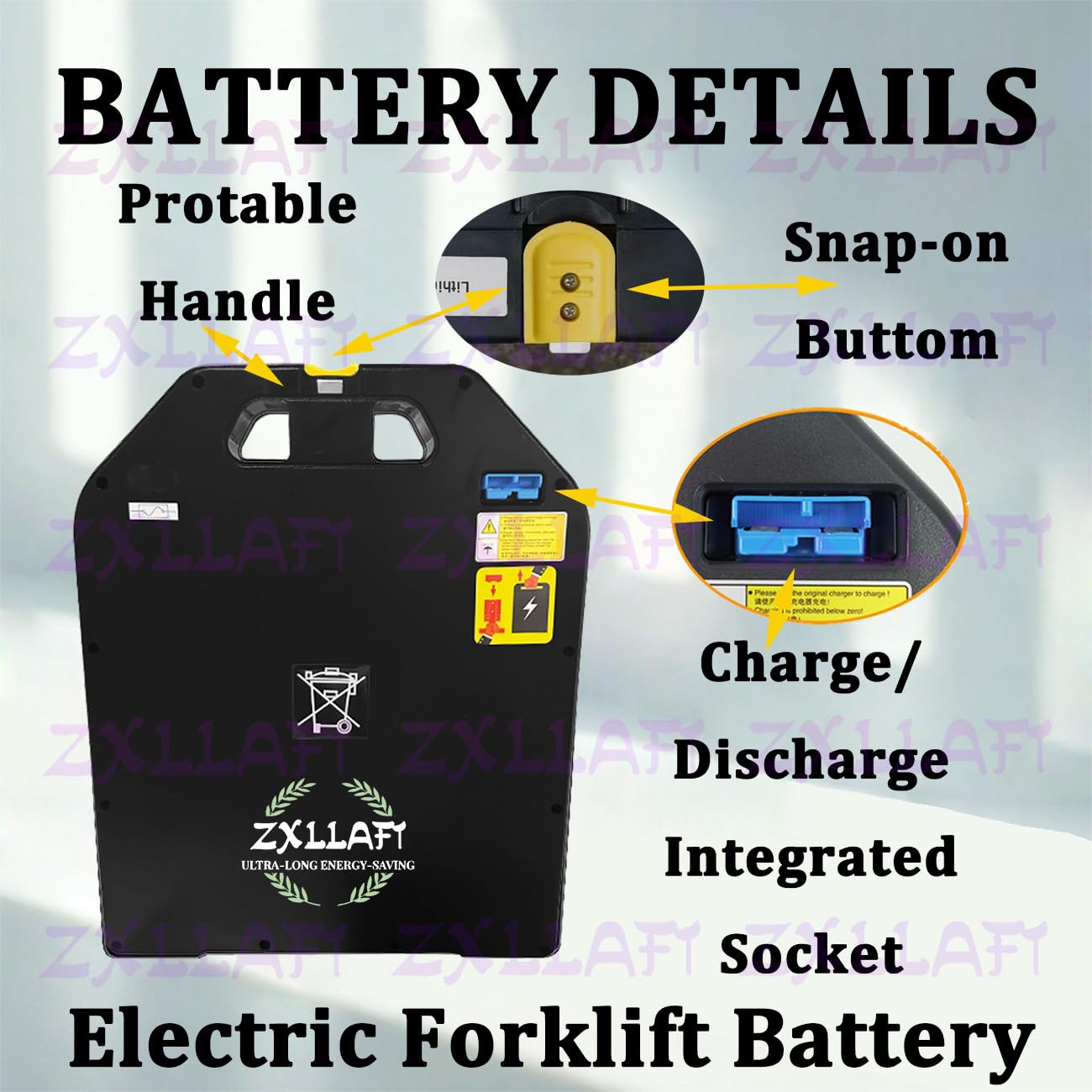 Batteria transpallet Elettrico 24V 48V Batteria al Litio per transpallet Elettrico PTE15Q Batterie sostitutive per transpallet PTE20Q con BMS e Maniglia