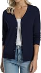 QUALFORT Women's 100% Cotton Lightweight Cardigans Long Sleeve Knitted Button Down Sweater