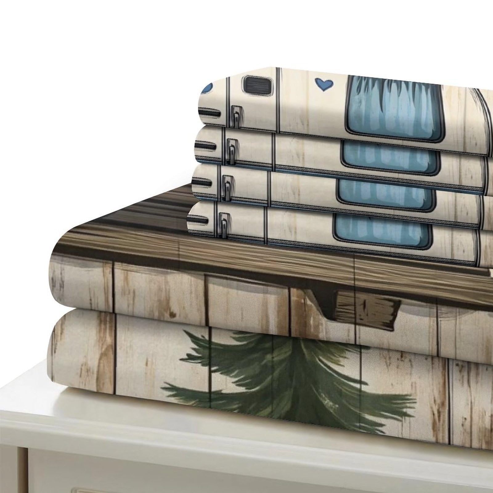 Vintage Camper Funda Edredon Juego de Ropa de Cama de 3 Piezas Impresión 3D Cierre de Vintage Camper Arte Estilo Funda de Edredón Funda de Almohada a Juego for Ancianos Super King（260x220cm）
