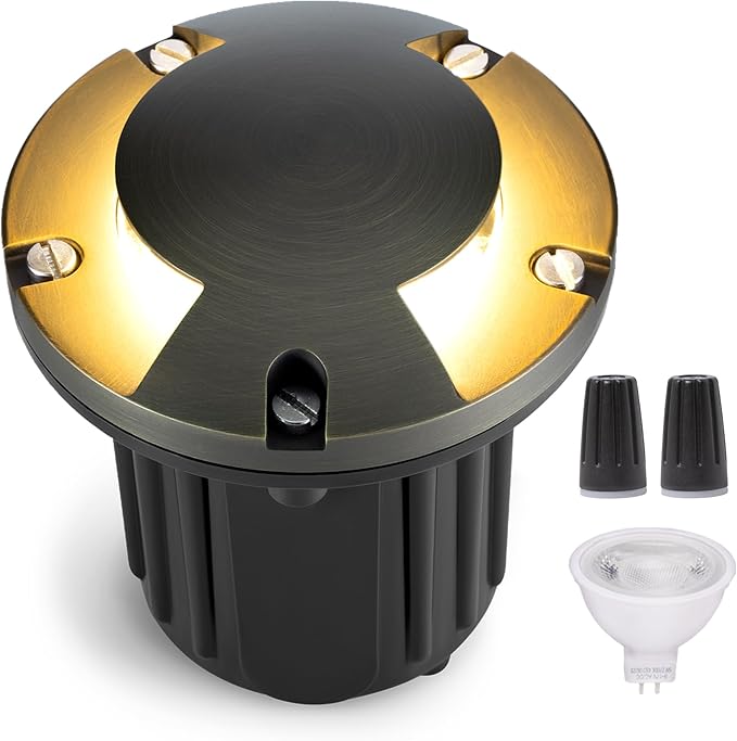 Gardenreet Landscape Well Lights Brass, LED Low Voltage Outdoor In