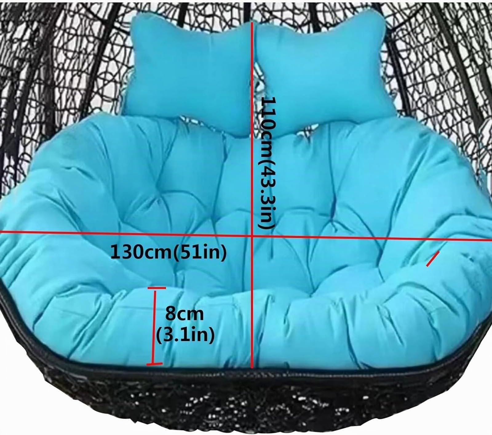Coussin Chaise à œUfs Suspendre 2 Personnes, Coussin BalançOire Places L'ExtéRieur, Double Panier Suspendu, Remplacement Hamac(A,130X110CM)