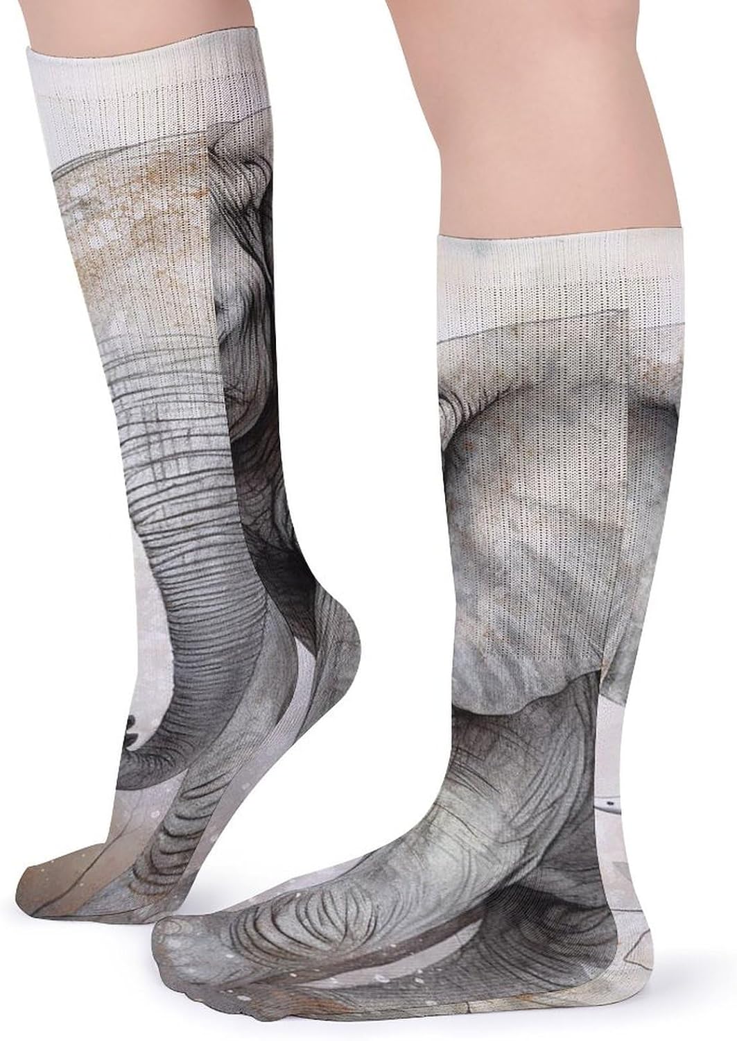 Breathable Crew Sock, Moisture Wicking, Athletic Calf Socks, Cozy | Animals Cute Elephant Compression Socks for Women Men, Lightweight High Work Socks for Business, Casual