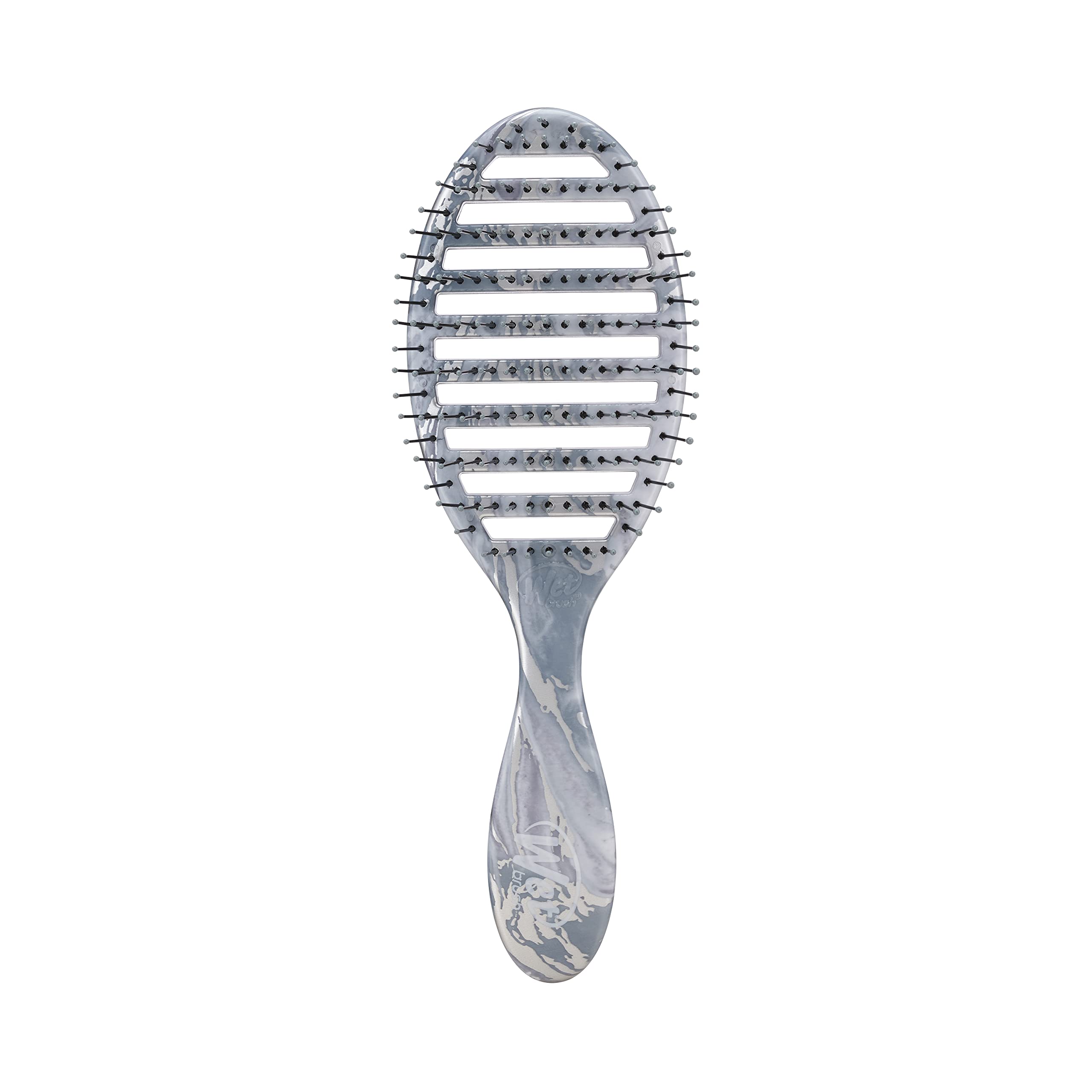Wet Brush Speed Dry Hair Brush - Silver (Metallic Marble) - Vented Design and Ultra Soft HeatFlex Bristles Are Blow Dry Safe With Ergonomic Handle