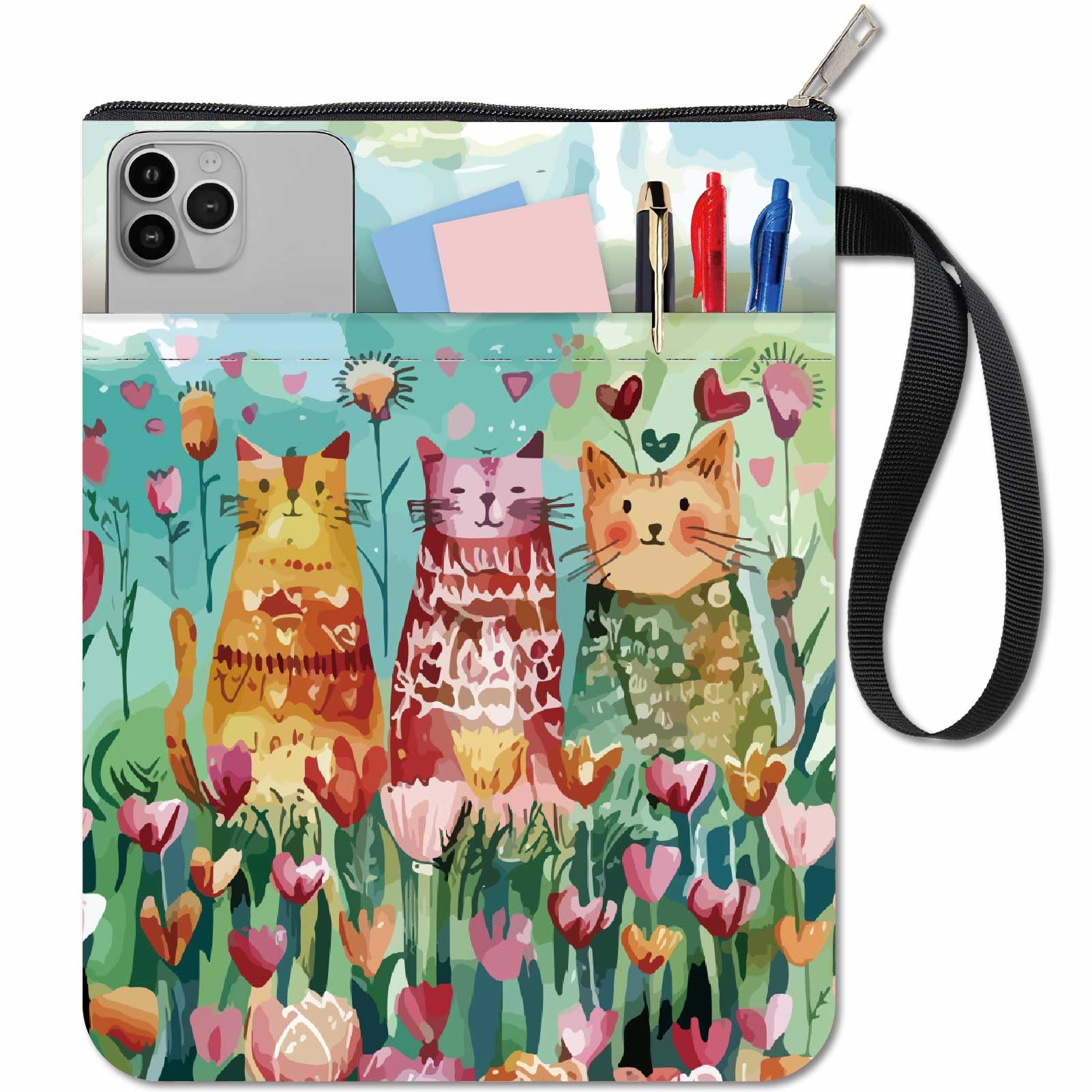 CRASPIRE Cat Book Covers Book Sleeve Flower Book Protector for Paperbacks Washable Fabric Cloth Book Cover with Zipper and Extra Sleeve Pocket for Book Lovers Classmate Gifts โ image 1