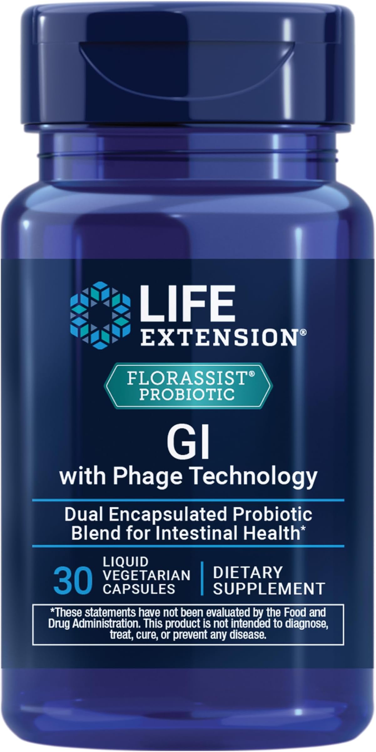 FLORASSISTยฎ Probiotic GI with Phage Technology, Digestive Health Supplement, microbiome Balance, Gut Health, Gluten Free, Vegetarian, 30 Capsules